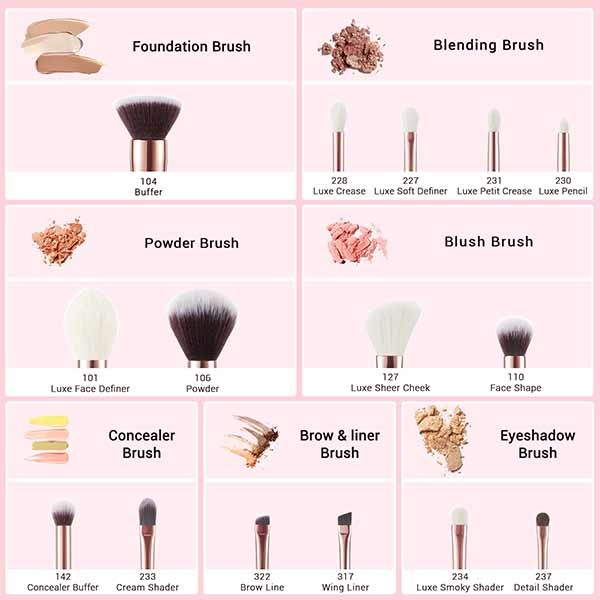 Jessup T160 Essential Makeup Brush Set