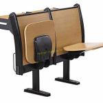 Classic Amphitheater School Meeting Room Chair Metal Frame Plywood Interlocked