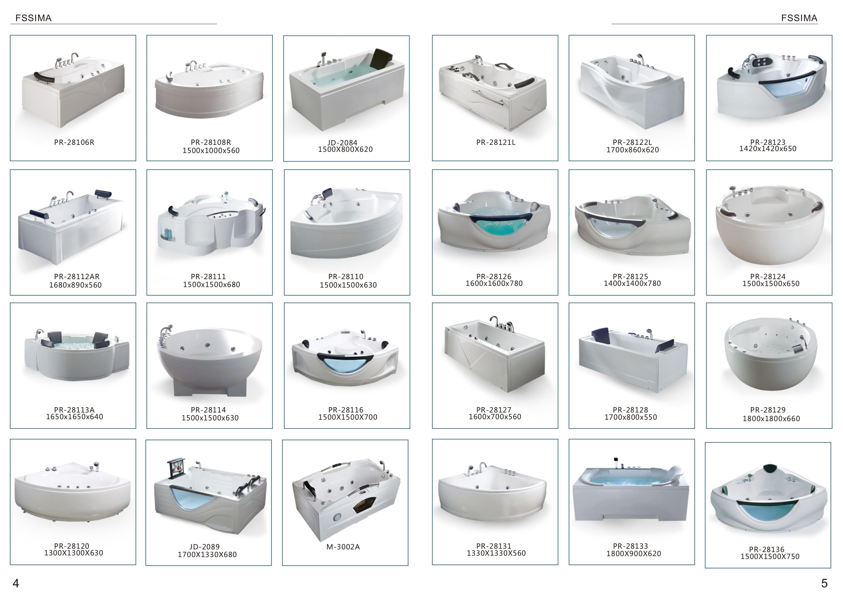1700 X 800 Whirlpool Freestanding Hydrotherapy Bathtub Shower Combo Square