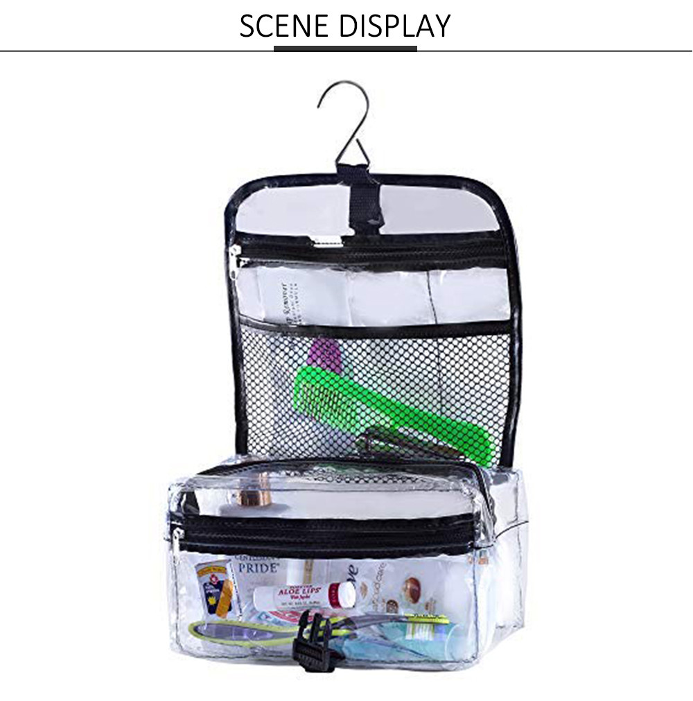 3 Zipper Compartments Clear PVC Travel Cosmetic Bags