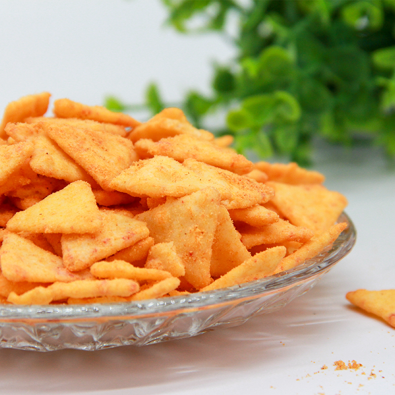 Popular Snack Triangle Corn Rice Crackers Crispy OEM Flavored Biscuits