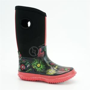 China BSCI Kids Warm Rain Boots , Flowers Printed Slip Resistant Rain Boots wholesale
