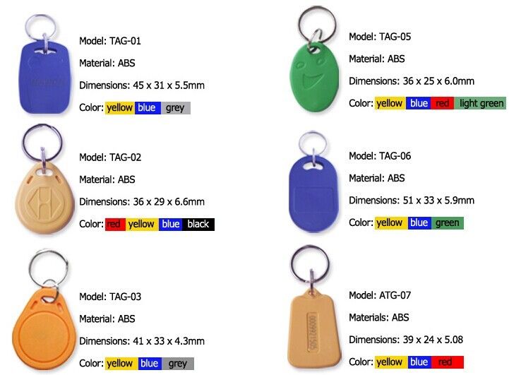 Colorful Small Size 125Khz ID Plastic EV Key Chain RFID Key Fob For Hotel Lock