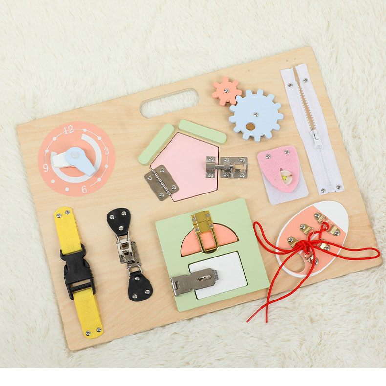 Beech Wood Busy Board Montessori Wall Game Board Toy for Kids Memory and Thinking Training