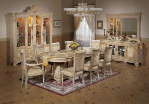 China European Luxury Wood Dining Room Sets Round Wood Dining Table Fabric Leather Chairs wholesale