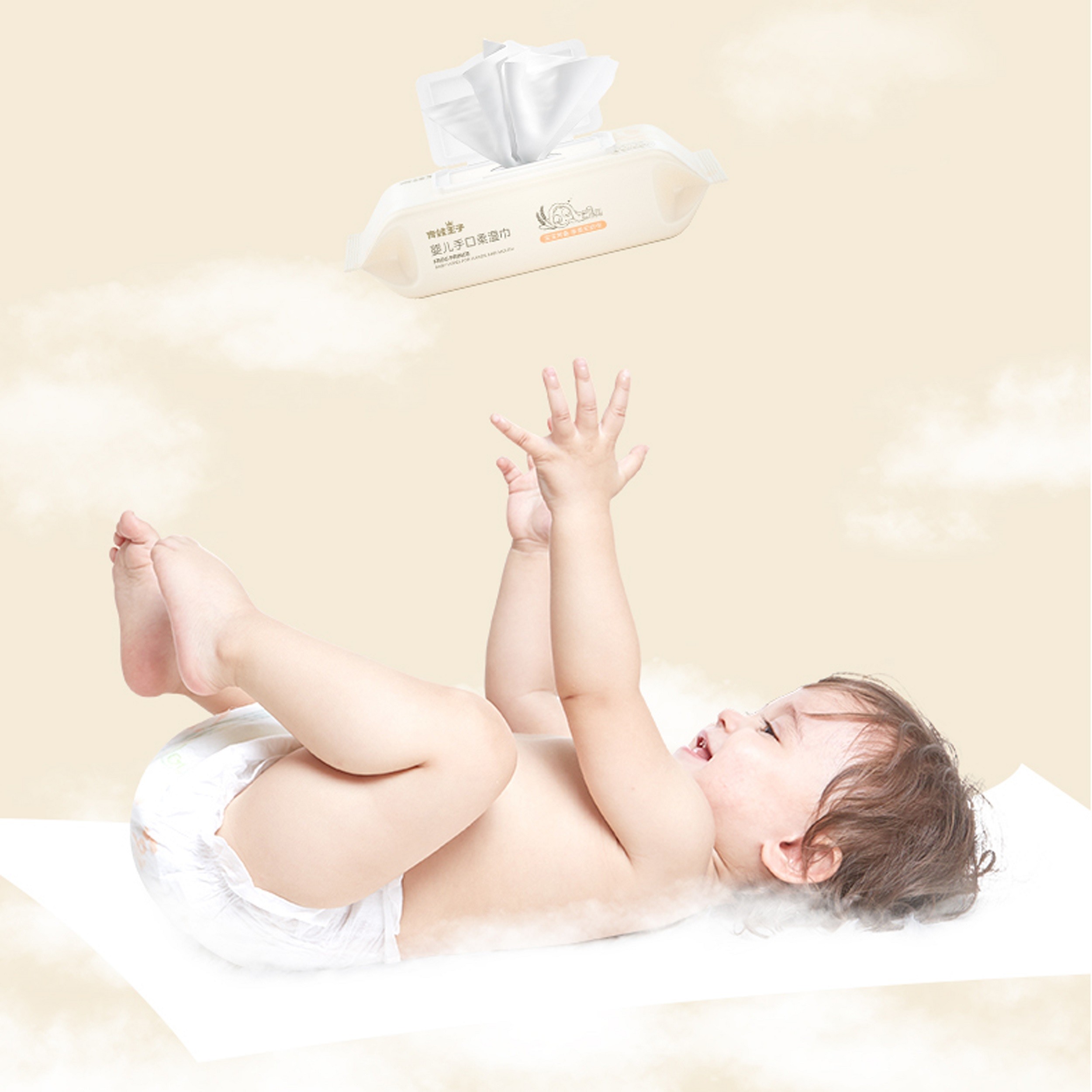 Gentle Unscented Soft Cotton Disposable Wet Wipes For Sensitive Newborn Non Alcoholic