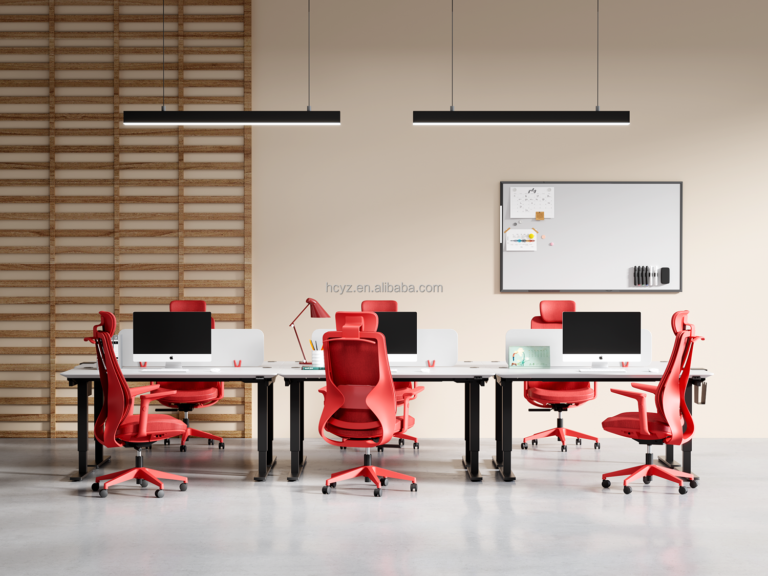 Enhance Your Workspace High Back Executive Red Mesh Office Chair with Lumbar Support