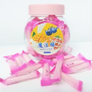 China Pink Magic Stick Healthy Hard Candy , 4g Strawberry Hard Candy wholesale
