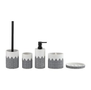 China White Color Bathroom Accessories Set With Black W Stripe round shape wholesale