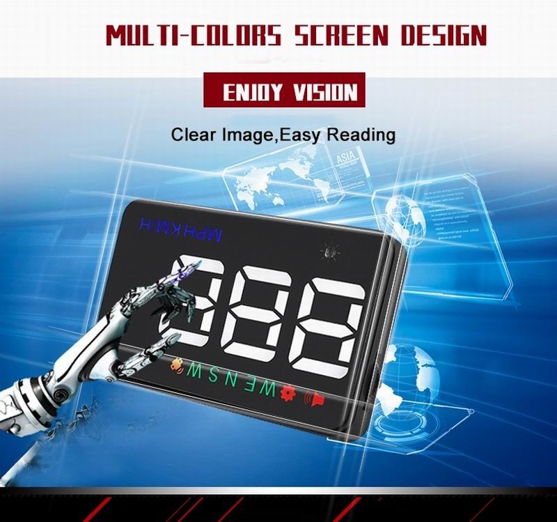 Ouchuangbo HUD 3.5 inch Car Head Up Display Windshield Projector Speedometer Overspeed - GPS Satellite 2 Dispaly Mode