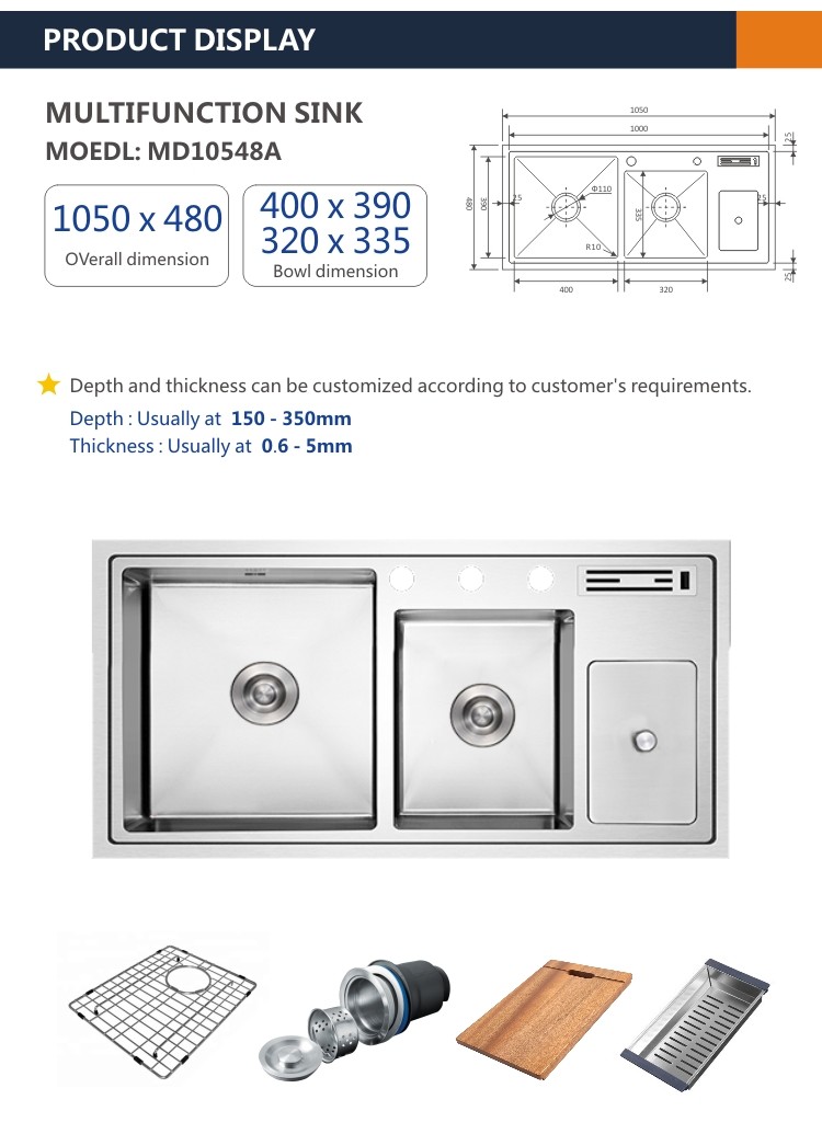 42' Top Mount Multi Function Kitchen Sink Knife Holder 105x48