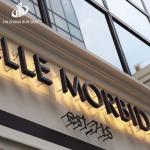 3d company name address number led outdoor round metal logo sign light box