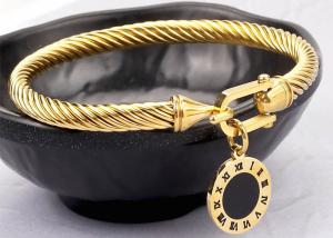 China 18k gold digital Roman tag jewelry bracelet Stainless Steel bracelet Female titanium steel plating Wire Rope accessorie wholesale