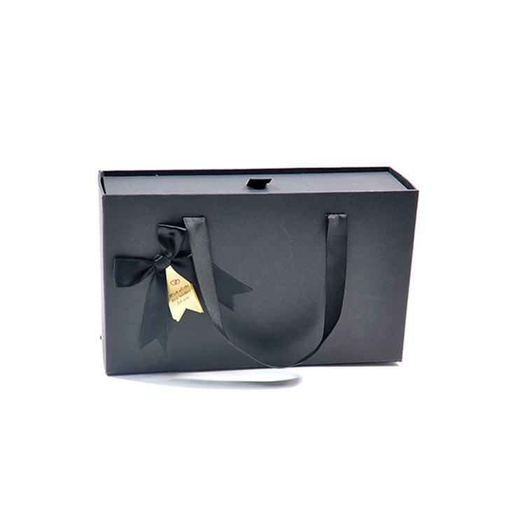 Black Kraft Paper Gift Box Candy Cookie Cloth T Shirt Scarf Pack Boxes With Ribbons