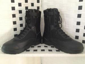 China Hot sale black leather boot/combat boot wholesale