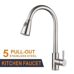 China Mixer Stainless Steel Kitchen Faucet Brushed Retractable wholesale