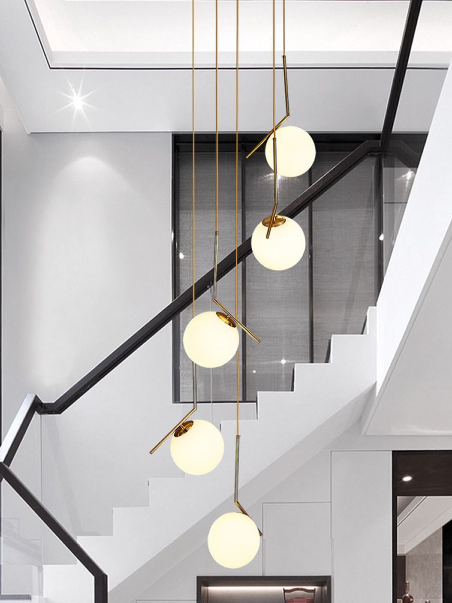 Long Pendant Lamp Modern Nordic Spiral Stair Hanging Light Dining Living Room Hotel Chandelier（WH-NC-69)