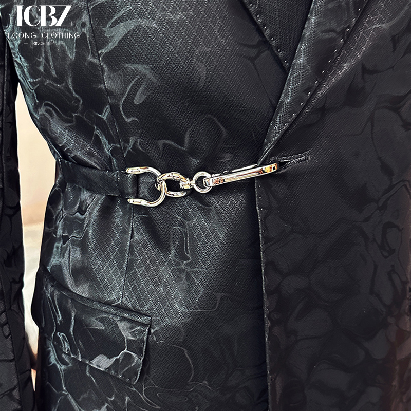Custom Logo Men's Leather Suit Jacket in Peaked Style for Casual and Formal Wear