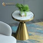 Contemporary Small Marble Round Coffee Table Scratch Resistant 50cm