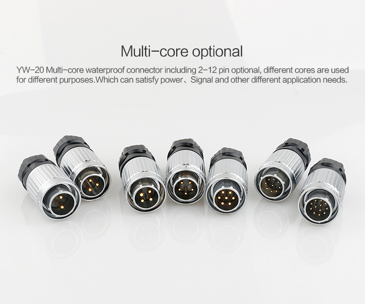 5 Pin Connector Male Female Panel Mount, CNLINKO YW-20 5 Pin Industrial Power Plug to Socket Metal Connector