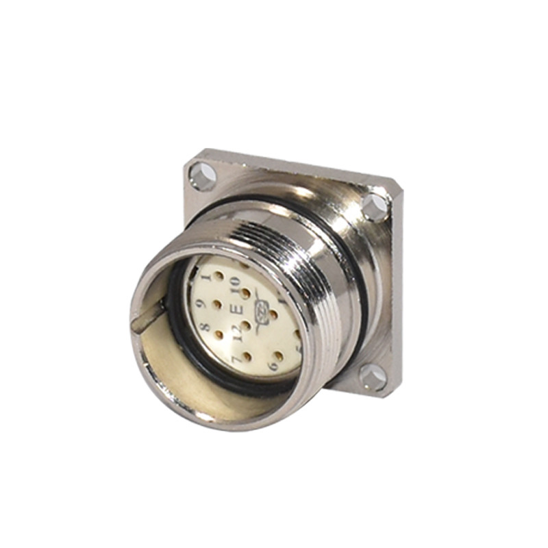 High Power M23 Connector Shielded Square Panel Mount 12pins Female Plug Connector