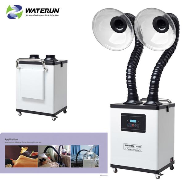White Digital Display Two Tubes 110v Fume Extractor For Medical Fume And Beauty