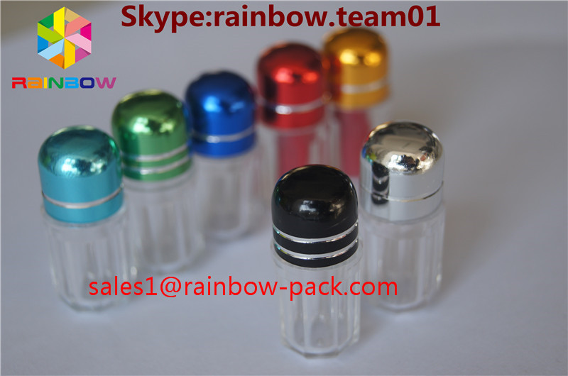 Pill packaging capsule contianer with metal cap sex pill packaging capsule bottle with printed cap sex capsule packaging
