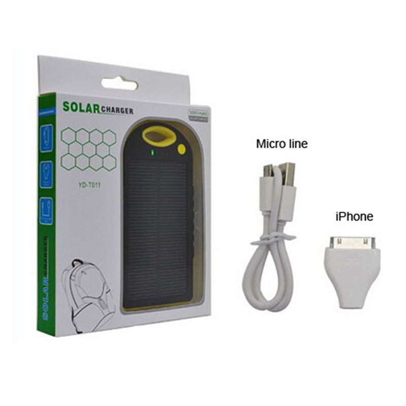 5000mAh Portable waterproof multi solar charger for mobile phone