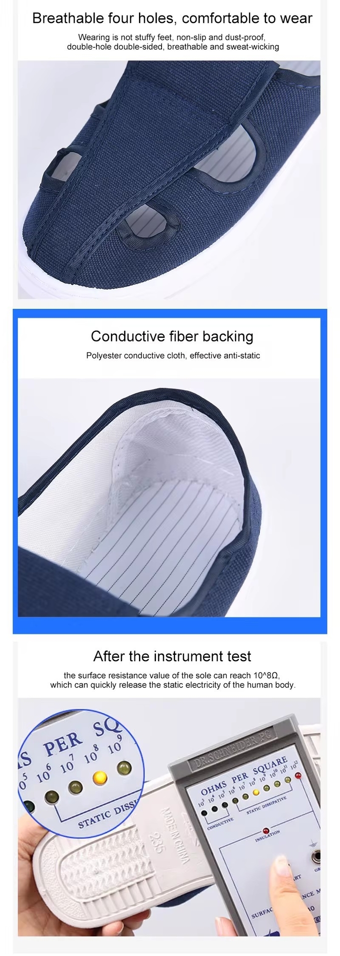 White Non-slip SPU Sole Anti-Static Clean Room ESD Shoes Dust-Free Cleanroom Antistatic Shoes For Computer Factory Lab