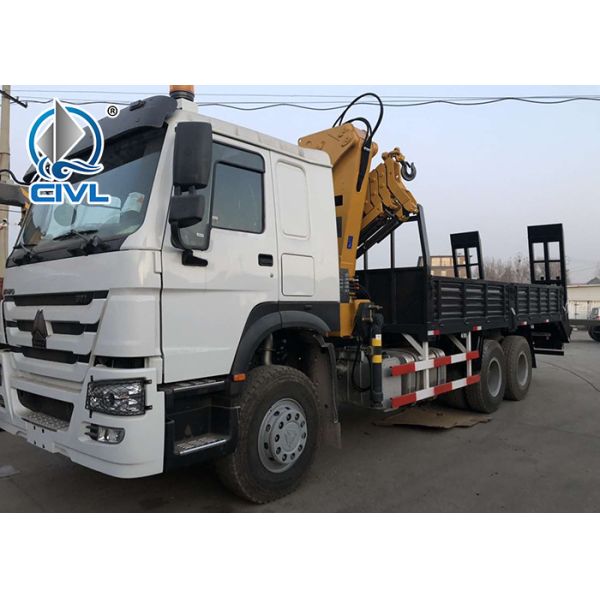 HOWO 6x4 10 Ton Folding Boom Truck Mounted Crane Engine 160hp - 290hp