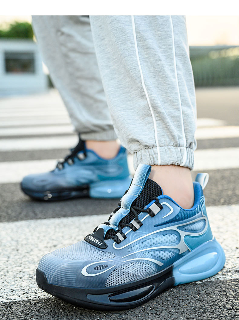 Summer Work Shoes TPU Flying Knit Work Shoes Comfortable Safety Shoes Kevlar Midsole Steel Toe TPU Sole