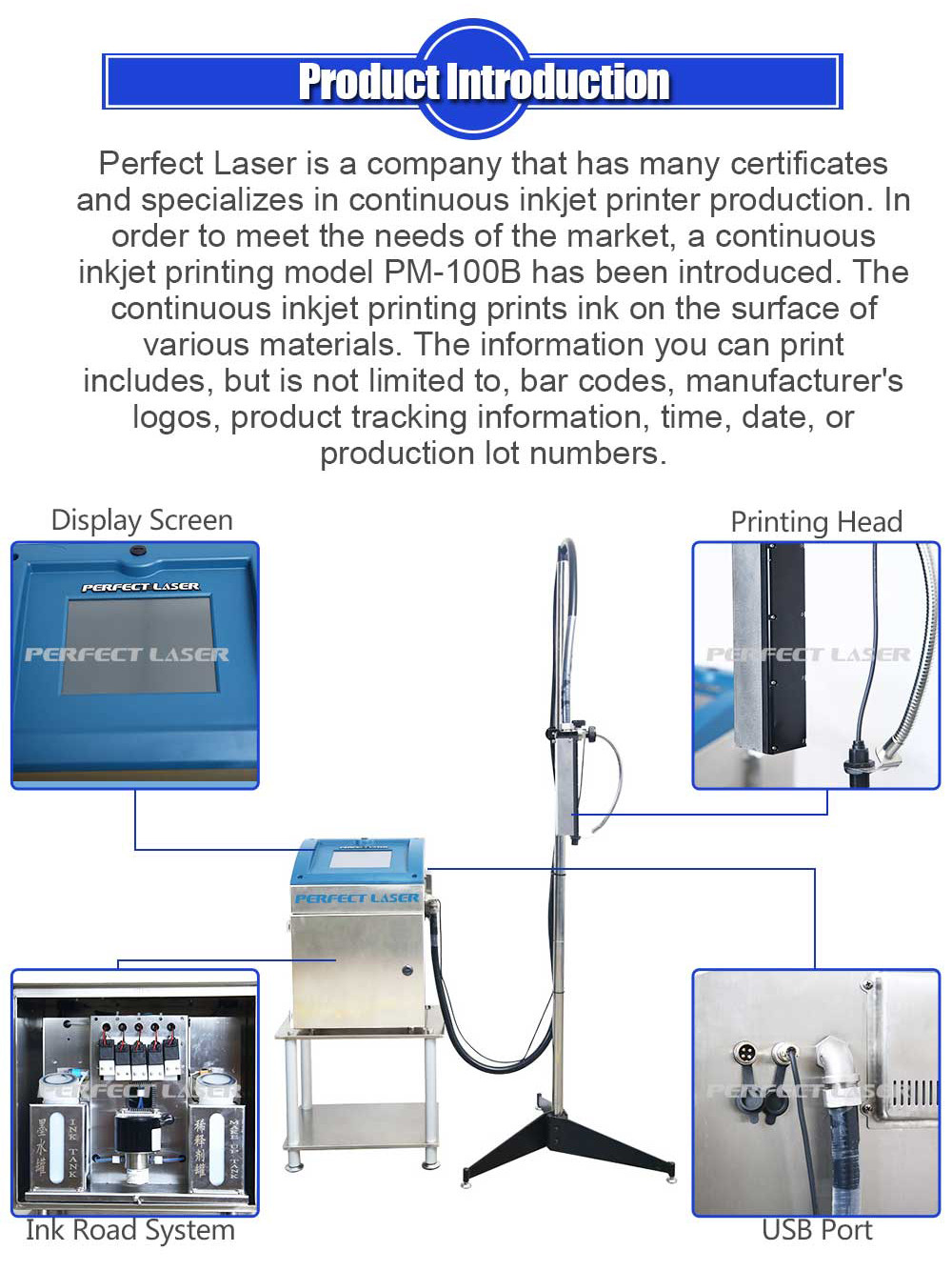 Fully Automatic Inkjet Printer Coding Machine QR Text Pictures Labels Date Inkjet Business Printer