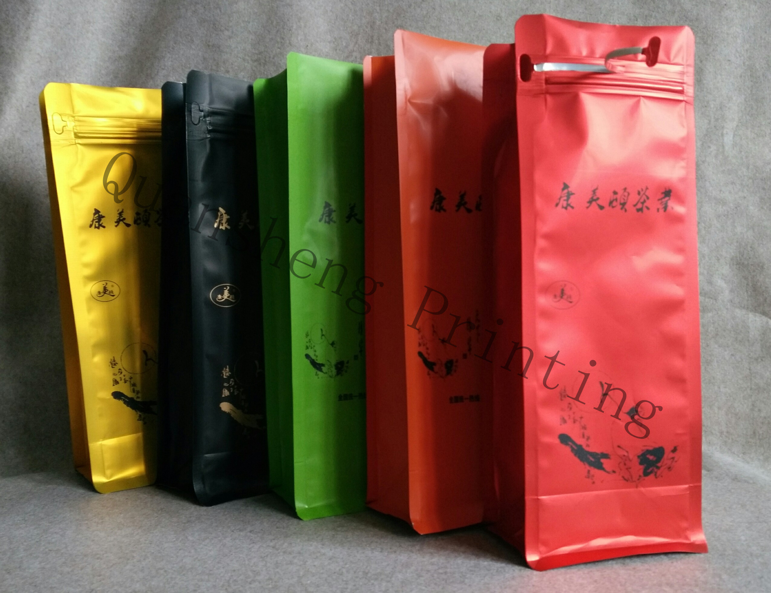 Leakproof Aluminum Foiled Flat Bottom Zipper Storage Bags For Tea Food