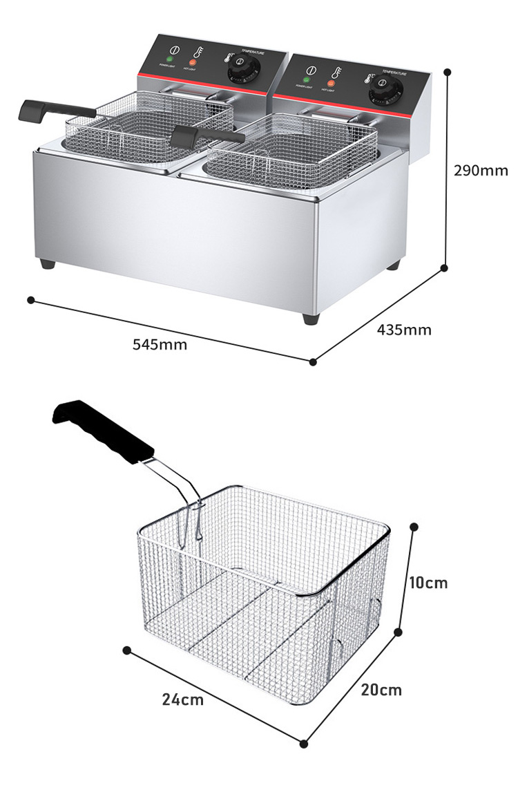 Overheat Protection 2-Tank 2-Basket Automatic Fryer Machine for Restaurant Equipment