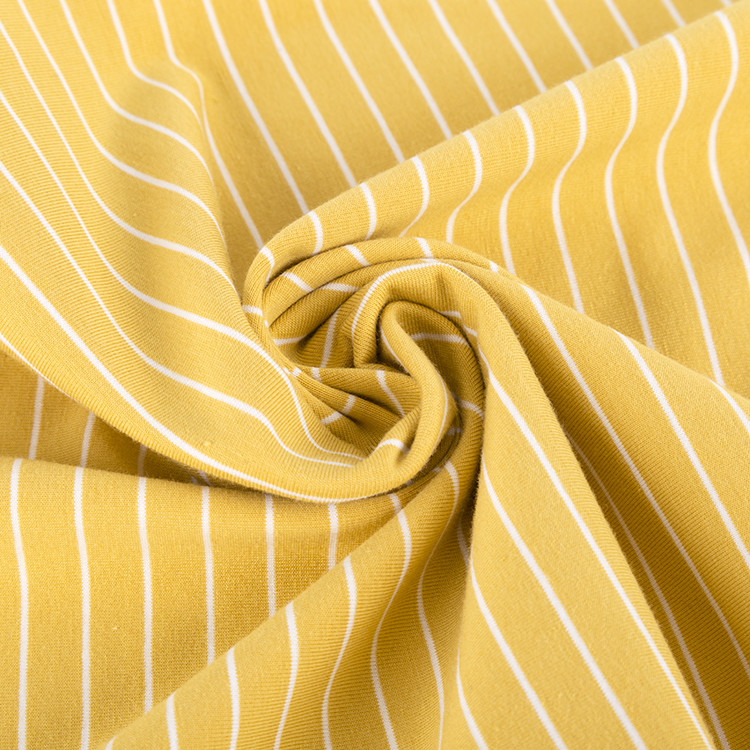 Fashionable Comfortable Plain Jersey Striped Cotton Fabric For T - Shirt Skin Friendly