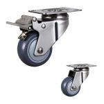 3'' Waterproof Trolley Fixed PU Stainless Steel Caster Wheels
