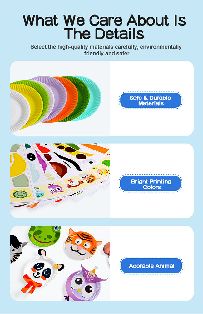 Creative DIY Animal Crafts Paper Plate Kit For Preschool 3-8 Years Kids 4