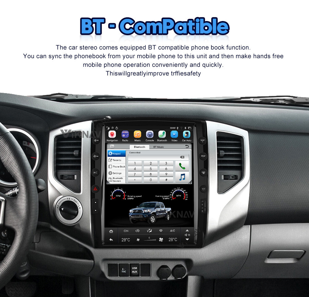Viknav Car Radio For TOYOTA Tacoma HILUX (2005-2015) 13.6 inch PX6 2 din Android GPS Navigation Stereo Receiver Tape Rec
