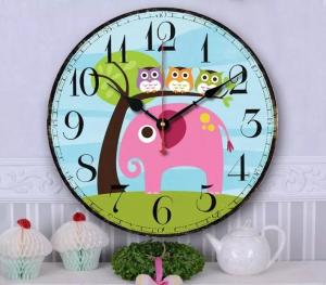 China 2016 Top Fashion 12in Europe antique style Creative Round Wooden digital decorative wall wholesale