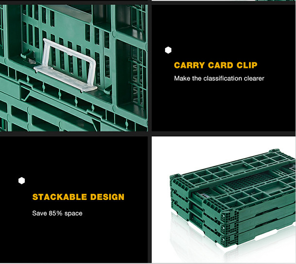 Card Clip Design Plastic Moving Crates Fruit Vegetable Storage Baskets