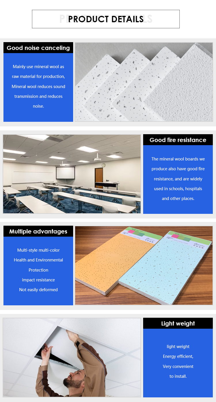 USG Product 2X4 Mineral Fiber Acoustic Perforated Ceiling Tiles with Customized Size