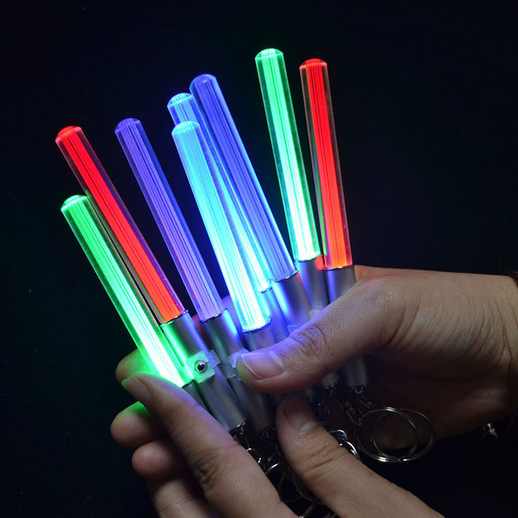 LED light stick key chain 12*1cm Acrylic + aluminum alloy logo customized