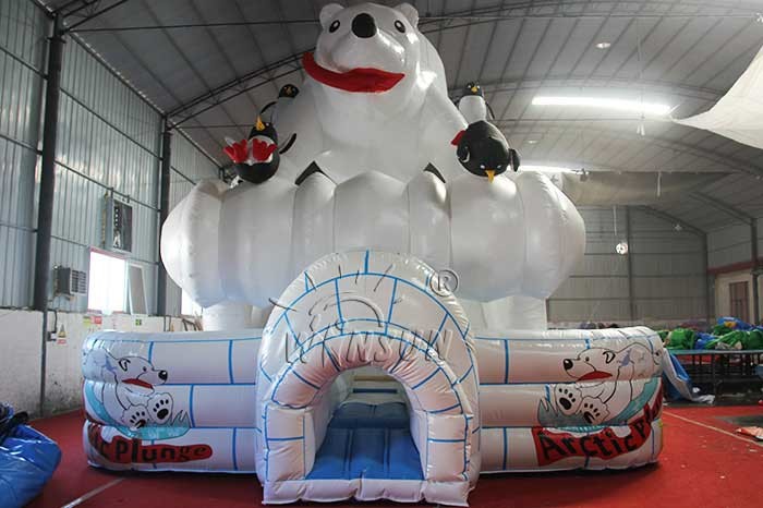 Polar Bear Themed Large Inflatable Slide CE Standard PVC Material Made