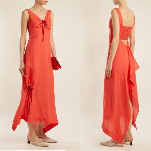 China Women Clothing Summer Sleeveless With V neck Linen Maxi Dresses For Ladies wholesale