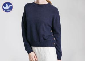 China Side Buttons Derection Womens Knit Pullover Sweater Crew Neck Jumper wholesale