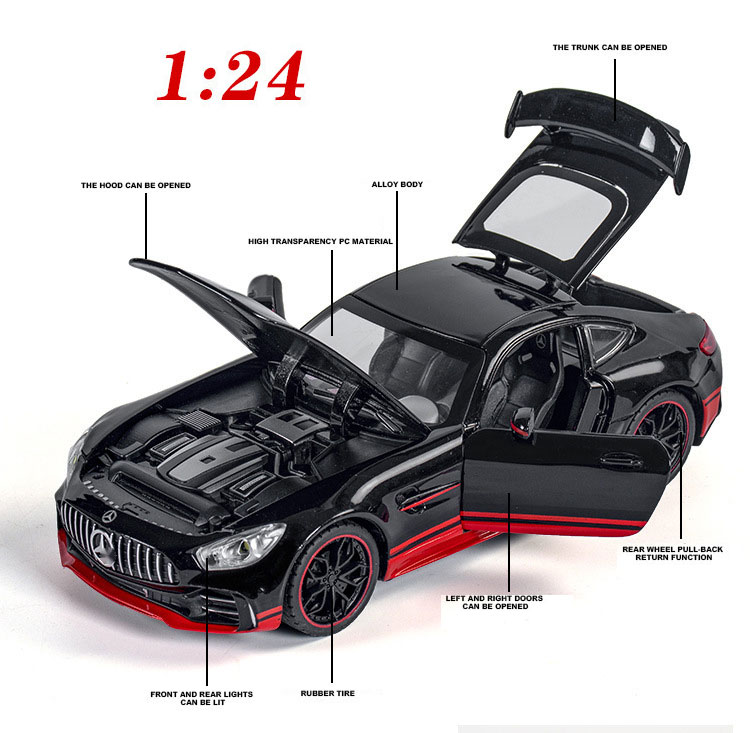 Alloy Amg Car Model 1 24 Daben Gtr With Spray Recoil Acousto-Optic Simulation Sports Car