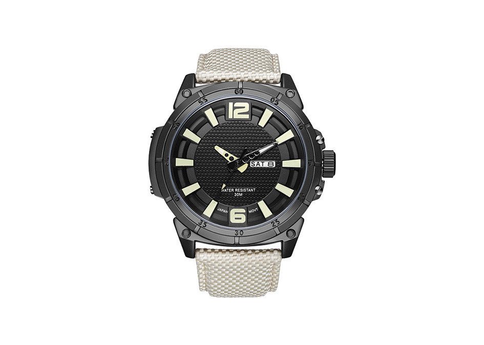 Genuine Leather Strap Alloy Case Watch Waterproof Quartz 52mm Case Diameter