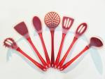 Fashionable plastic handle 7pcs silicone kitchen utensil sets with plastic