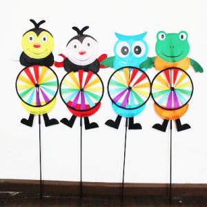 China Spring seasonal windmill yard stake bee ladybug owl frog wholesale