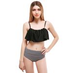 High Waist Bikini Flounced Swimwear Women Two Piece Swimsuit Striped